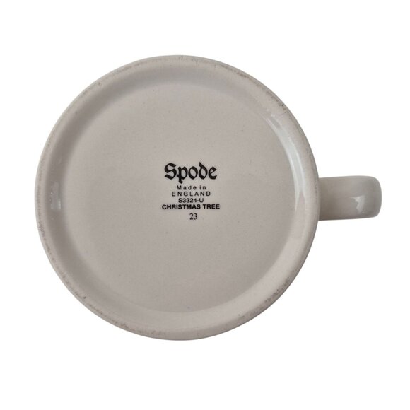 Spode Christmas Tree Mug Set of 2 Green Trim England S3324 Vintage Earthenware - Picture 3 of 10